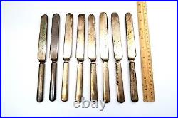 Antique Set of 8 WM Rogers Silver Plate Knives in Original Wooden Dovetailed Box
