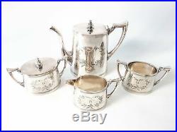 Antique Silver Plate Tea Set Quadruple Plate Great Condition! FB Rogers