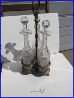 Antique Silver plate Rogers Brothers 3 Wine bottle Decanter set