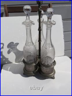 Antique Silver plate Rogers Brothers 3 Wine bottle Decanter set