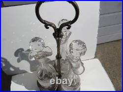 Antique Silver plate Rogers Brothers 3 Wine bottle Decanter set