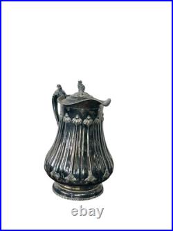 Antique Silver plate Rogers smith & co 1858 victorian tremble wall pitcher large
