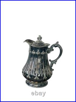 Antique Silver plate Rogers smith & co 1858 victorian tremble wall pitcher large