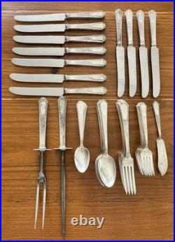 Antique Silverplate Flatware D Monogram 47 Pc 1916 1847 Rogers Bros Heraldic