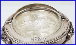 Antique Silverplate Mini Revolving Dome Food Caviar Server F. B. Rogers Bros