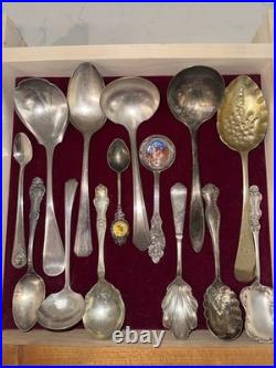 Antique Silverplate Spoons Berry, Sugar And Gravy Mixed 14 In Lot