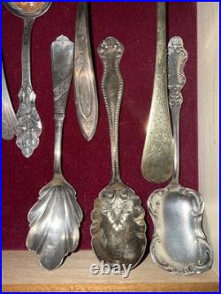 Antique Silverplate Spoons Berry, Sugar And Gravy Mixed 14 In Lot