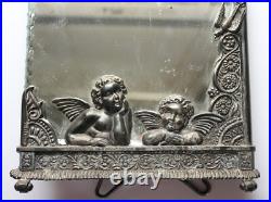 Antique Victorian CHERUB MIRROR Rogers Silver Plate Danbury CT Beveled Glass Antique Victorian CHERUB MIRROR Rogers Silver Plate Danbury CT Beveled Glass