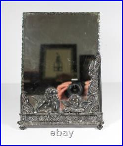 Antique Victorian CHERUB MIRROR Rogers Silver Plate Danbury CT Beveled Glass Antique Victorian CHERUB MIRROR Rogers Silver Plate Danbury CT Beveled Glass