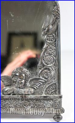 Antique Victorian CHERUB MIRROR Rogers Silver Plate Danbury CT Beveled Glass Antique Victorian CHERUB MIRROR Rogers Silver Plate Danbury CT Beveled Glass
