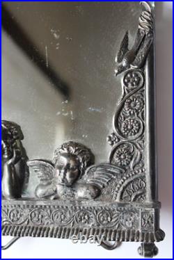 Antique Victorian CHERUB MIRROR Rogers Silver Plate Danbury CT Beveled Glass Antique Victorian CHERUB MIRROR Rogers Silver Plate Danbury CT Beveled Glass