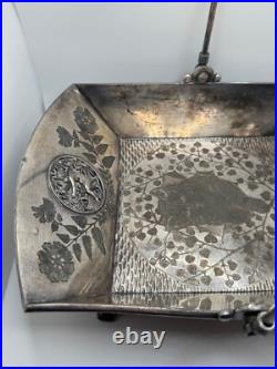 Antique Victorian Meriden Rogers Smith Silver Plate Basket Cat Cherub Antique Victorian Meriden Rogers Smith Silver Plate Basket Cat Cherub