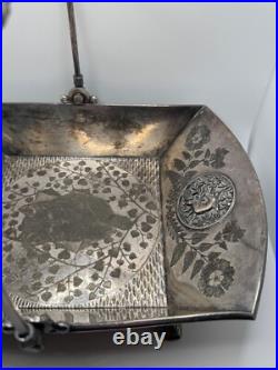 Antique Victorian Meriden Rogers Smith Silver Plate Basket Cat Cherub