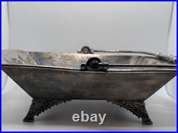 Antique Victorian Meriden Rogers Smith Silver Plate Basket Cat Cherub Antique Victorian Meriden Rogers Smith Silver Plate Basket Cat Cherub