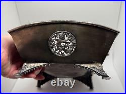 Antique Victorian Meriden Rogers Smith Silver Plate Basket Cat Cherub