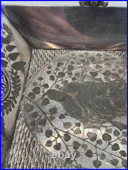 Antique Victorian Meriden Rogers Smith Silver Plate Basket Cat Cherub