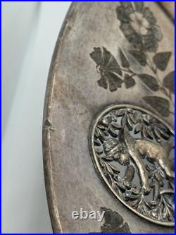 Antique Victorian Meriden Rogers Smith Silver Plate Basket Cat Cherub