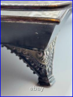 Antique Victorian Meriden Rogers Smith Silver Plate Basket Cat Cherub