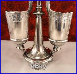 Antique Victorian Silver Plate Double Spoon Holder Spooner by Rogers Smith & Co