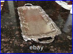 Antique Vintage FB Rogers Silver Co. 1883 S/P Handled Tea Tray Ornate #7738