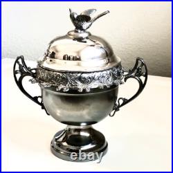 Antique WR Wm. Rogers Quadruple Silver Plate Sugar Bowl Spoon Holder Pattern #59 Antique WR Wm. Rogers Quadruple Silver Plate Sugar Bowl Spoon Holder Pattern #59