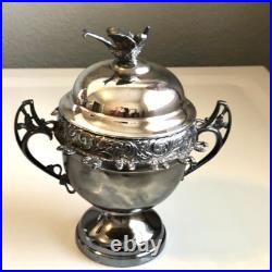 Antique WR Wm. Rogers Quadruple Silver Plate Sugar Bowl Spoon Holder Pattern #59 Antique WR Wm. Rogers Quadruple Silver Plate Sugar Bowl Spoon Holder Pattern #59