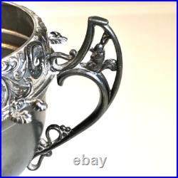 Antique WR Wm. Rogers Quadruple Silver Plate Sugar Bowl Spoon Holder Pattern #59 Antique WR Wm. Rogers Quadruple Silver Plate Sugar Bowl Spoon Holder Pattern #59