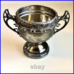 Antique WR Wm. Rogers Quadruple Silver Plate Sugar Bowl Spoon Holder Pattern #59 Antique WR Wm. Rogers Quadruple Silver Plate Sugar Bowl Spoon Holder Pattern #59