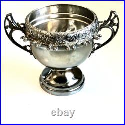 Antique WR Wm. Rogers Quadruple Silver Plate Sugar Bowl Spoon Holder Pattern #59 Antique WR Wm. Rogers Quadruple Silver Plate Sugar Bowl Spoon Holder Pattern #59