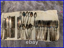 Antique Wm Rogers 1847 silverplate flatware set of 12 Waterbury DWT16 guarentee