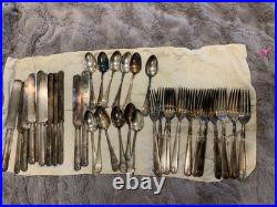 Antique Wm Rogers 1847 silverplate flatware set of 12 Waterbury DWT16 guarentee