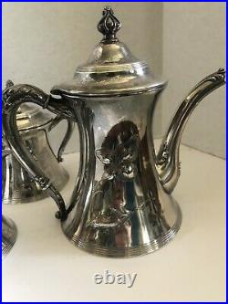 Antique Wm Rogers 1857 Quadruple Silver-plate Coffee Tea Creamer Sugar 4PC Set
