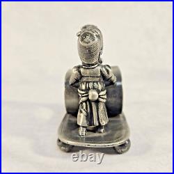 Antique Wm Rogers Quadruple Silver Plate Girl with Dog Napkin Ring Holder C 1875