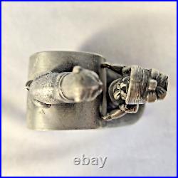 Antique Wm Rogers Quadruple Silver Plate Girl with Dog Napkin Ring Holder C 1875