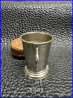 Antique Wm. Rogers Silver Plate Collapsible Shot Glass with Leather Case c. 1910s