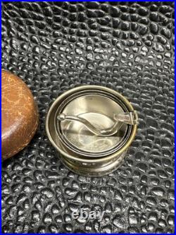 Antique Wm. Rogers Silver Plate Collapsible Shot Glass with Leather Case c. 1910s