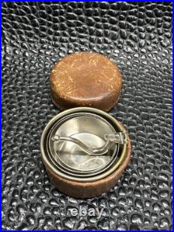 Antique Wm. Rogers Silver Plate Collapsible Shot Glass with Leather Case c. 1910s