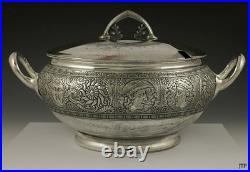 Antique c1890 Silver Plate Rogers Assyrian Head Covered Soup Tureen