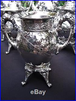 BEAUTIFUL ROGERS, SMITH & Co/MERIDEN SILVERPLATED COFFEE/TEA SET FULL 8 PIECES