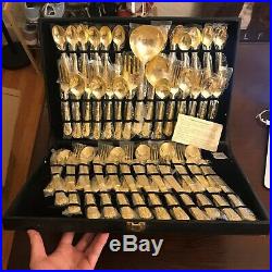 BRAND NEW WM. Rogers and Son Gold Plated Flatware Set 51 pieces Service for 12