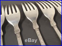 C1881 Rogers & Bro SARATOGA Silver Plate 11 Dinner Forks Egyptian Revival NICE
