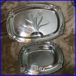 Daffodil 1847 Roger Bros Silverplate Serving Trays(2) 9910, 9912