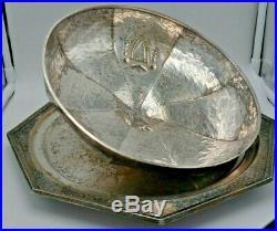 Early 1900's 1847 Rogers Bros. Heraldic Hammered Silver Plate 12 Tray 00130