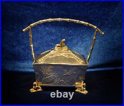 Egyptian Revival Sphinx Box Bowl Basket Winged Lion Rogers Co Silverplate Relief
