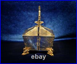 Egyptian Revival Sphinx Box Bowl Basket Winged Lion Rogers Co Silverplate Relief