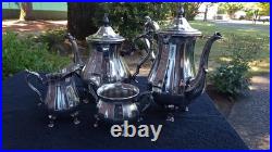 Elegant Vintage Silver-Plate Tea Service 4 Pieces Wm Rogers