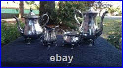 Elegant Vintage Silver-Plate Tea Service 4 Pieces Wm Rogers