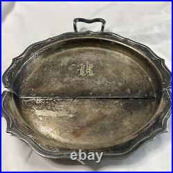 Estate VICTORIAN F. B. ROGERS SILVER CO. CRUMB TRAY & CRUMBER Nickel Silver 1698