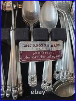 Eternally Yours 75 Pc. Flatware Set 1847 Rogers Bros HEAVILY SILVER PLATE