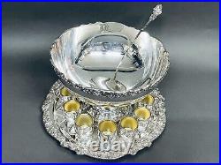 Exquisite Vintage Full Set of Punch Bowl FB Rogers Silver Plate